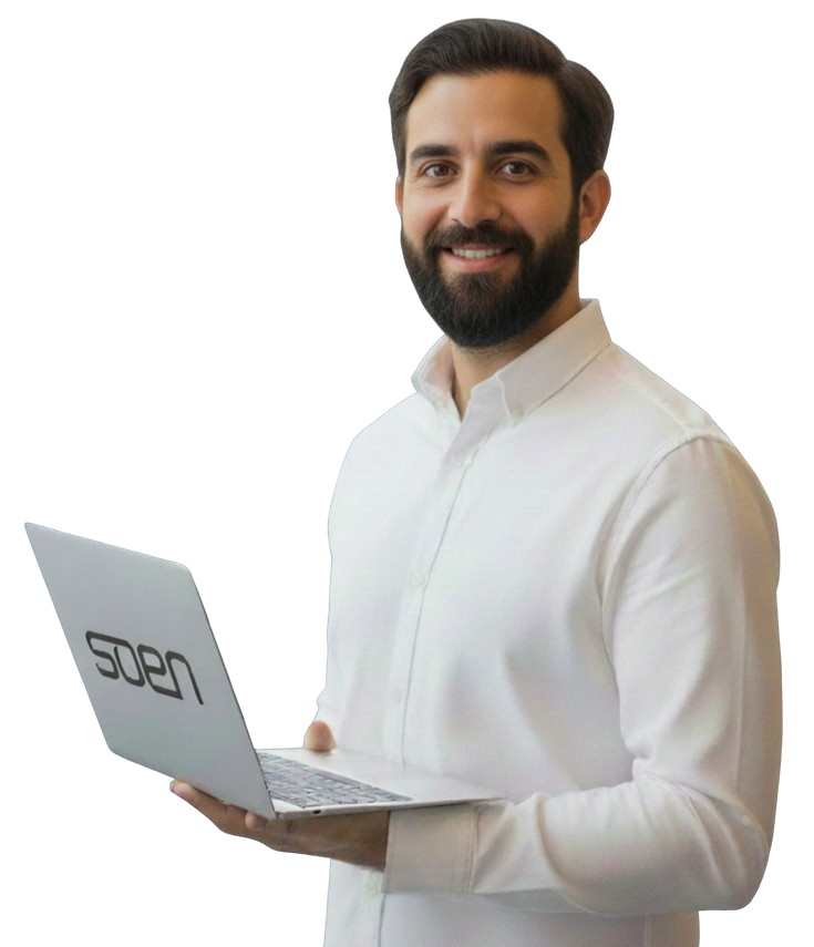 Consultor de SOEN con laptop